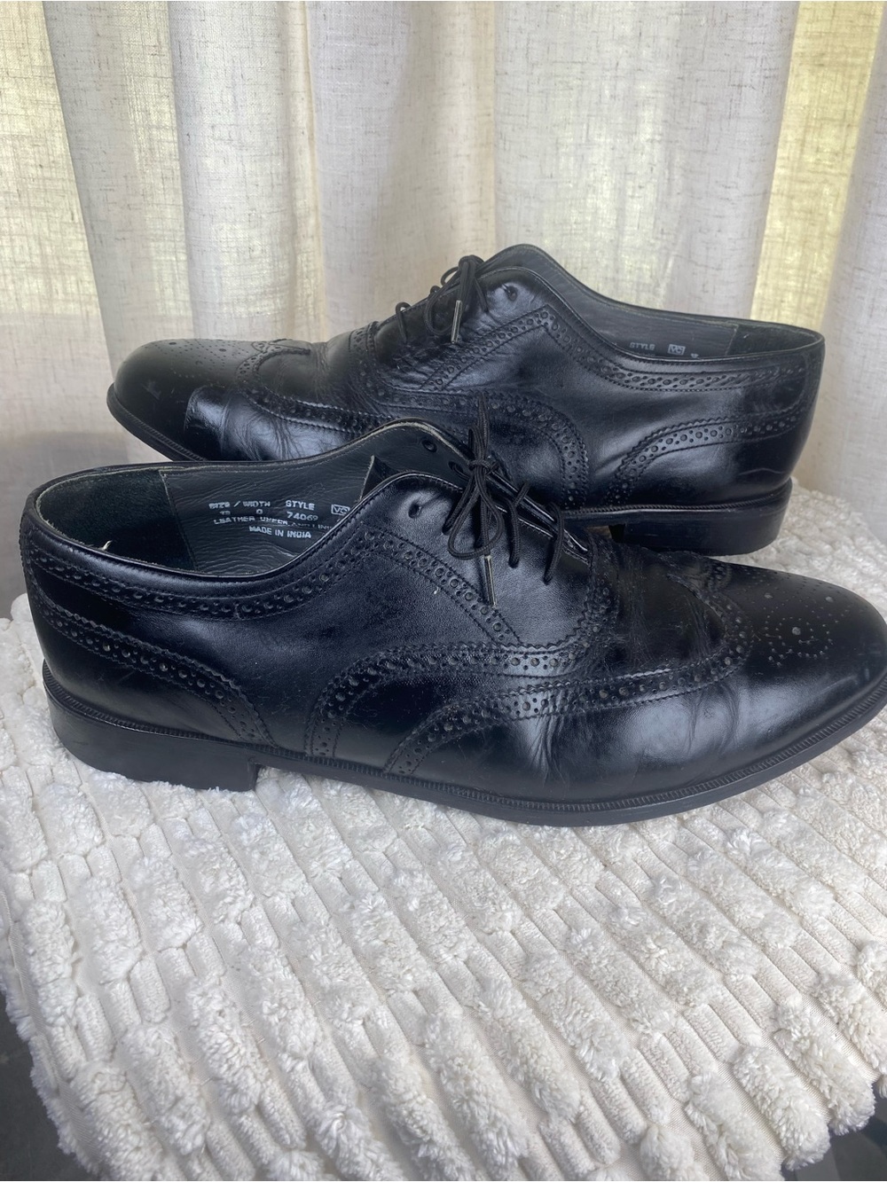 Oakton Classics Black Leather Wingtip Oxford Dress Shoes 13D